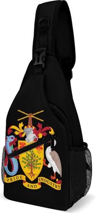 Generic Coat of Arms of Barbados Unisex Shoulder Bags Casual Crossbody Chest Bag Sling Backpack for Hiking Cycling Travel