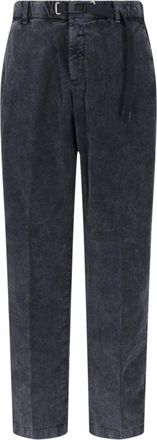 White Sand Black Mid-Rise Corduroy Adjustable Waist Straight-Leg Pants