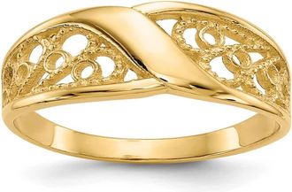 Diamond2Deal 14k Yellow Gold Polished Filigree Ring