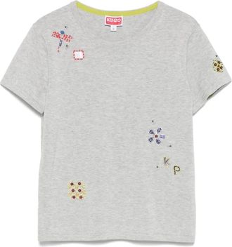 Kenzo T-shirt in cotone con ricamo - Grigio