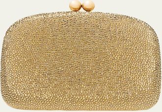 Carolina Herrera Vega Crystal-Embellished Suede Clutch Bag