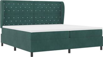 vidaXL Box Spring Bed with Mattress Dark green 200 x 200 cm Velvet vidaXL