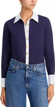 L'agence Leslie French Cuff Bodysuit In Midnight/white