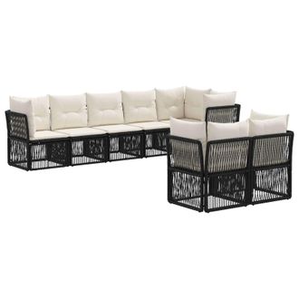 vidaXL Conjunto De Sof&aacute;s De Jard&iacute;n 8 Pcs Negro Rat&aacute;n Sint&eacute;tico Vidaxl