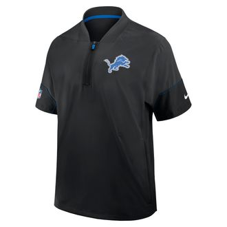 Nike Detroit Lions Sideline Coach Nike Mens NFL 1/2-Zip Short-Sleeve Hooded Jacket in Black | 03BO0B9B9J-2J5