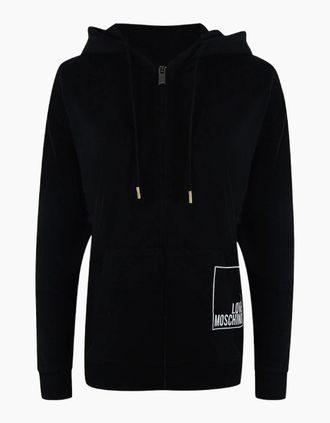 Love Moschino Womens Love Moschino Small Box Logo Zip Black Hoodie - Size: 18/16