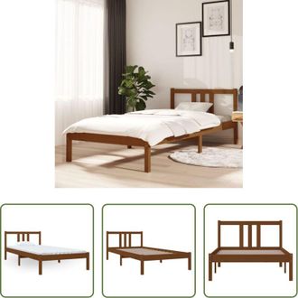 vidaXL vidaXL Letto singolo - Giroletto senza Materasso Ambra Legno Massello Pino 90x200 cm