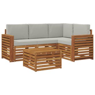 vidaXL Conjunto De Sof&aacute;s De Exterior 5 Pcs Gris Natural Y Claro Vidaxl