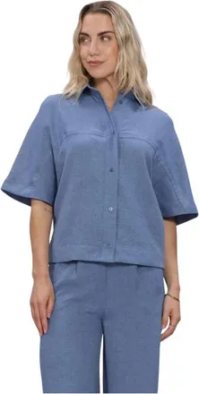Est'seven Dames, Blouses & Shirts, Blauw, Maat: M