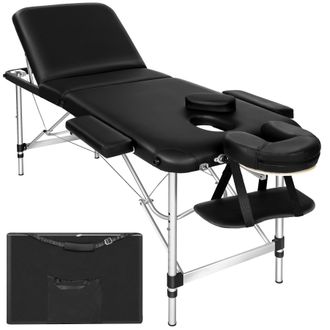 TecTake Massage Table 3-Zone Bed with Aluminium Frame & 5cm Thick Padding in Black
