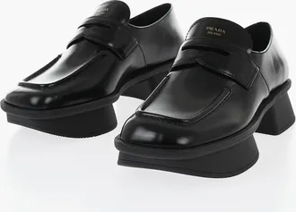 Prada Mocassini Penny in Pelle Spazzolata con Suola Platform Prada