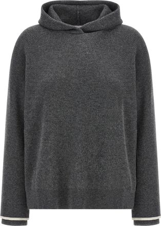 Brunello Cucinelli Hooded Sweater Maglioni Grigio-Donna