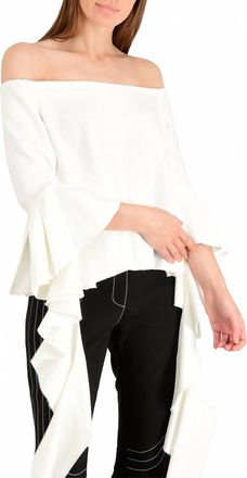 Ellery Delores Off The Shoulder Bell Sleeve Top In White