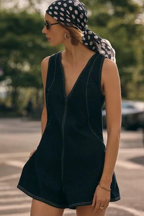 Maeve Sleeveless Denim Romper