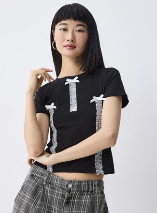 Twik Womens Ribbons and bows cropped T-shirt