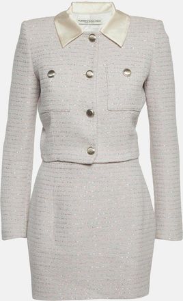 Alessandra Rich Pink Sequin Tweed Cropped Jacket & Mini Skirt