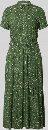 Christian Berg Hemdblusenkleid aus Viskose mit Bindeg&uuml;rtel in Oliv, Gr&ouml;&szlig;e 42