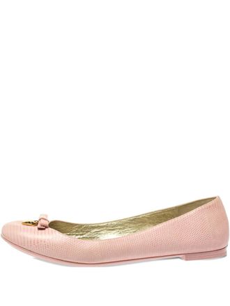 Dolce & Gabbana leather bow ballet flats - women - Calf Leather/Calf Leather/Calf Leather - 40 - Pink