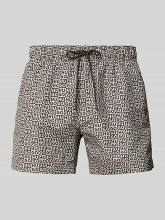 HUGO BOSS Badehose mit Label-Schriftzug in Beige, Gr&ouml;&szlig;e XXL