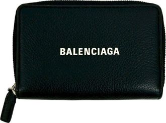 Balenciaga Black Leather Coin Purse/Coin Case (Pre-Owned)