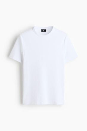 H&M Slim Fit Ribbed T-shirt in White at Nordstrom, Size Xx-Large