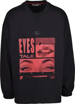 Dolce & Gabbana Hoodies & sweatvesten, Heren, Zwart, XL, Katoen, Felpa Girocollo