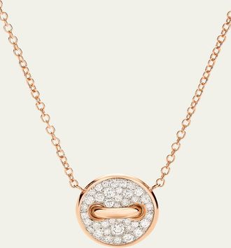POMELLATO 18K Rose Gold Dot Pave Diamond and Mother of Pearl Pendant Necklace