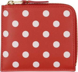 Comme Des Gar&ccedil;ons Rode en Witte Polka Dot Portemonnee - unisex - Portefeuilles - Rood - ONE Size - Leer - Accessoires