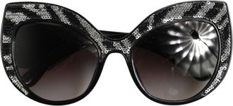 Dolce & Gabbana Black Silver Sequin Butterfly Polarized Womens Sunglasses