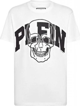 Philipp Plein T-shirt Round Neck SS Skull - Heren - T-shirts - Wit - M - Katoen - Tops
