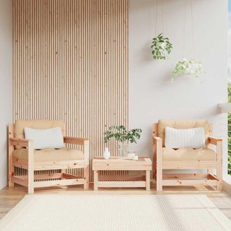 vidaXL Vidaxl - Sillones De Jard&iacute;n Con Cojines 2 Uds Madera Maciza De Pino