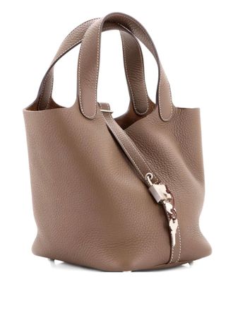 Herm&egrave;s Picotin Lock Bag Clemence PM bucket bag - women - Calf Leather - One Size - Grey