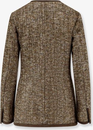 Golden Goose Womens Boxy Fit Wool Blend Blazer Brown Virgin Blazers Jacket