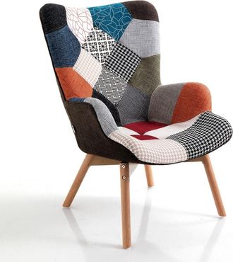 Oresteluchetta Sill&oacute;n patchwork de algod&oacute;n multicolor 94x67x78 cm