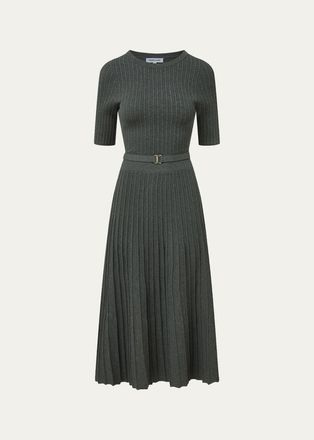 Veronica Beard Elthea Belted Midi Knit Dress