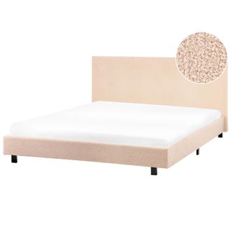 Beliani Cama De Agua Moderna Con Colch&oacute;n De Boucl&eacute; Beige 160 X 200 Cm Albi