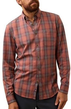Faherty Coastline Knit Button-Down Shirt in Redwood Nights Plaid at Nordstrom Rack, Size X-Large