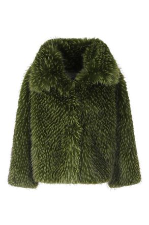 Essentiel Green Kastanje Faux Fur Coat