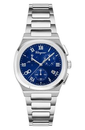 Ferragamo Elliptical Chronograph Bracelet Watch, 38mm in Stainless Steel at Nordstrom Rack