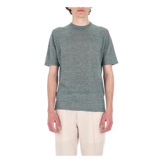 Roberto Collina T-Shirts, male, Green, Size: 2XL T-shirt melange in lino-cotone