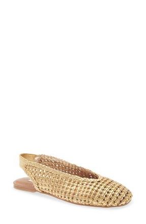 Steve Madden Rumi Slingback Flat in Gold Leather at Nordstrom Rack, Size 9.5