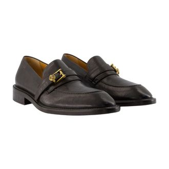 Versace Mens Leather With Gold-Tone Hardware Loafer Black Goatskin