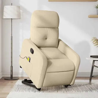 vidaXL Vidaxl - Silla De Masaje Reclinable De Pie De Tela Color Crema