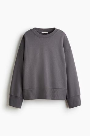 H&M Oversized Cotton Sweatshirt in Dark Gray at Nordstrom, Size X-Small