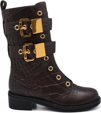 Giuseppe Zanotti Leather Boots - Dames - Enkellaarsjes - Bruin - 35 EU - Leer - Schoenen