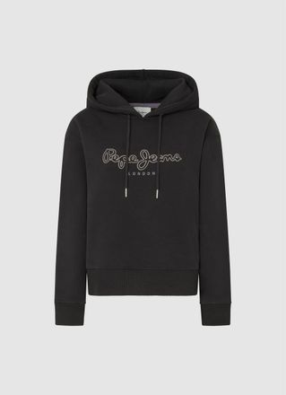Pepe Jeans London Kapuzensweatshirt PEPE JEANS FRIDA HOODIE, Damen, Gr. S, schwarz, Sweatware, Obermaterial: 100% Baumwolle, regular fit, angesetztes B&uuml;ndchen, Sweatshi