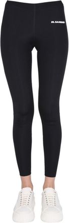 Jil Sander High-Waisted Black Logo Print Leggings
