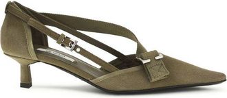 Prada Bicolor Cotton Mid Heel Womens Pumps