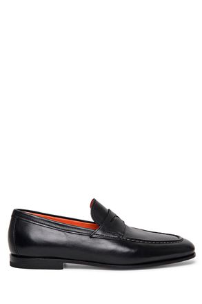 Santoni Leather Penny Loafers