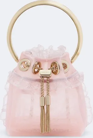 Jimmy Choo London Bon Bon Micro lace-trimmed bucket bag
